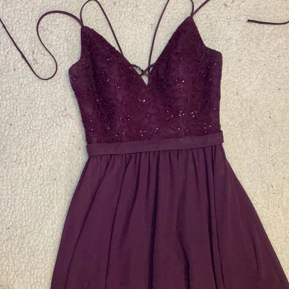 Mori Lee Madeline Gardner Bridesmaid #146 Dress Eggplant Prom - Picture 4 of 11